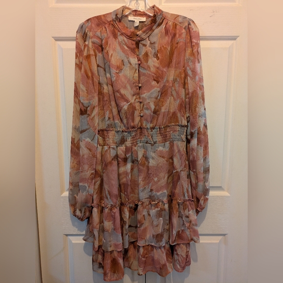 Haver & Blair Dresses & Skirts - Haver & Blair London Georgette Tiered Mini Dress With Buttons Ruffles Size Large